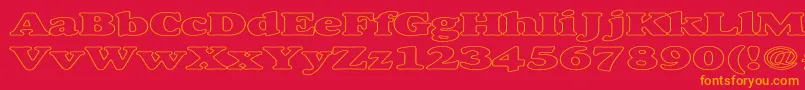 AlexussHeavyHollowExpanded-fontti – oranssit fontit punaisella taustalla