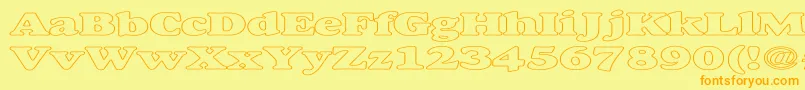 フォントAlexussHeavyHollowExpanded – オレンジの文字が黄色の背景にあります。