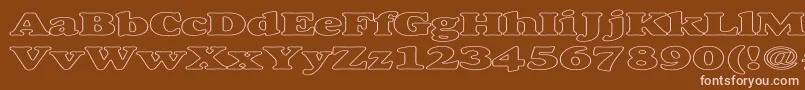 AlexussHeavyHollowExpanded-fontti – vaaleanpunaiset fontit ruskealla taustalla