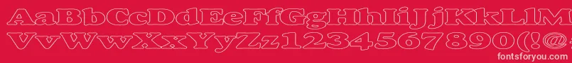 AlexussHeavyHollowExpanded-fontti – vaaleanpunaiset fontit punaisella taustalla