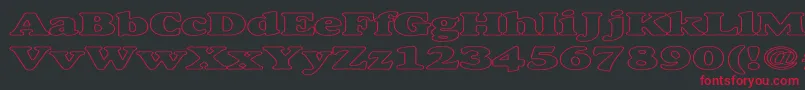 AlexussHeavyHollowExpanded-fontti – punaiset fontit mustalla taustalla