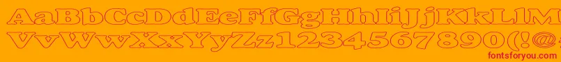 AlexussHeavyHollowExpanded-fontti – punaiset fontit oranssilla taustalla
