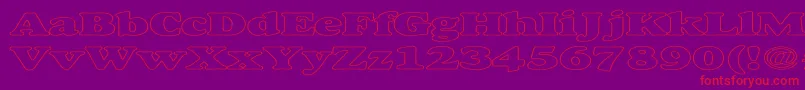 AlexussHeavyHollowExpanded-fontti – punaiset fontit violetilla taustalla