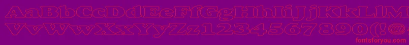 AlexussHeavyHollowExpanded Font – Red Fonts on Purple Background