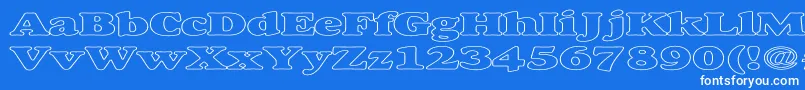 AlexussHeavyHollowExpanded-fontti – valkoiset fontit sinisellä taustalla