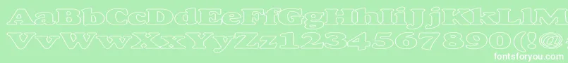 AlexussHeavyHollowExpanded-fontti – valkoiset fontit vihreällä taustalla