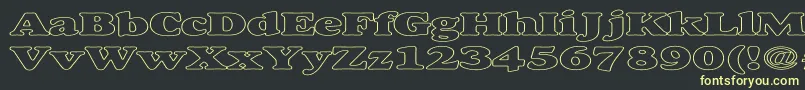 AlexussHeavyHollowExpanded-fontti – keltaiset fontit mustalla taustalla