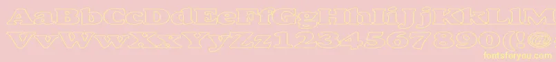 Шрифт AlexussHeavyHollowExpanded – жёлтые шрифты на розовом фоне