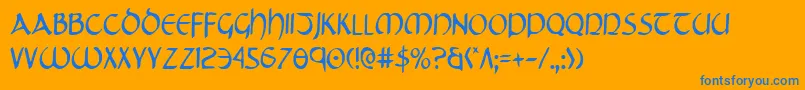 TristramCondensed Font – Blue Fonts on Orange Background