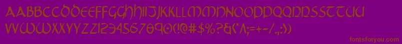 TristramCondensed-Schriftart – Braune Schriften auf violettem Hintergrund