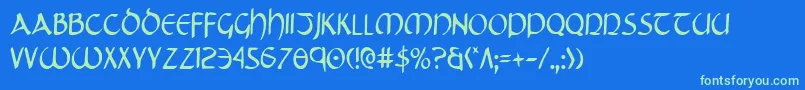 TristramCondensed Font – Green Fonts on Blue Background