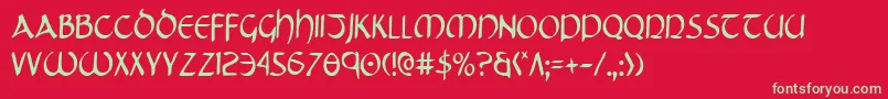 TristramCondensed Font – Green Fonts on Red Background