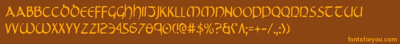 TristramCondensed Font – Orange Fonts on Brown Background