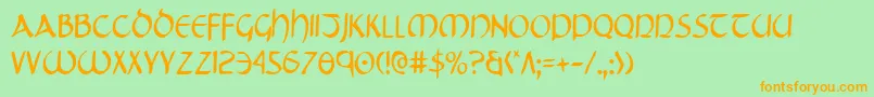 TristramCondensed Font – Orange Fonts on Green Background
