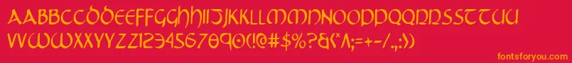 TristramCondensed Font – Orange Fonts on Red Background