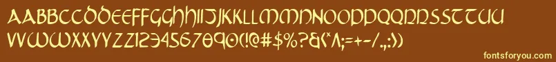 TristramCondensed Font – Yellow Fonts on Brown Background