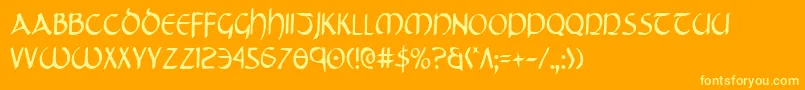 TristramCondensed Font – Yellow Fonts on Orange Background