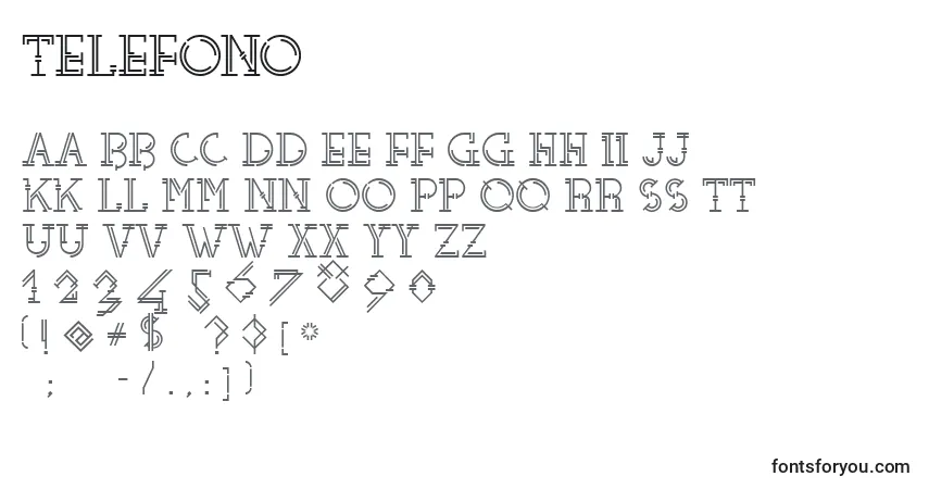 Шрифт Telefono – алфавит, цифры, специальные символы