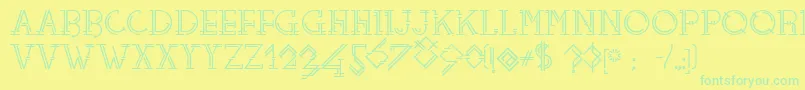 Telefono-Schriftart – Grüne Schriften auf gelbem Hintergrund