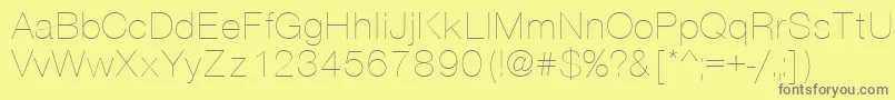 フォントVantaThinPlain – 黄色の背景に灰色の文字