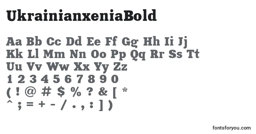 A fonte UkrainianxeniaBold – alfabeto, números, caracteres especiais
