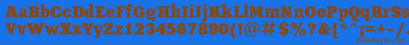 Czcionka UkrainianxeniaBold – brązowe czcionki na niebieskim tle