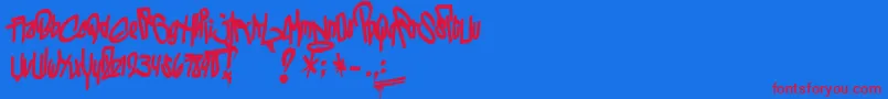 フォントLosVatosLocos – 赤い文字の青い背景