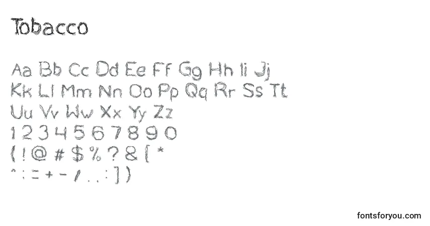 Шрифт Tobacco – алфавит, цифры, специальные символы
