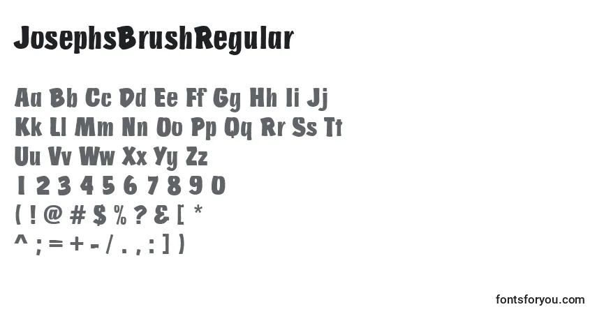 Czcionka JosephsBrushRegular – alfabet, cyfry, specjalne znaki