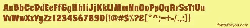 JosephsBrushRegular-Schriftart – Braune Schriften auf gelbem Hintergrund
