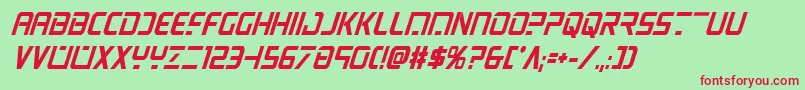 Psyonicboldcondital-Schriftart – Rote Schriften auf grünem Hintergrund