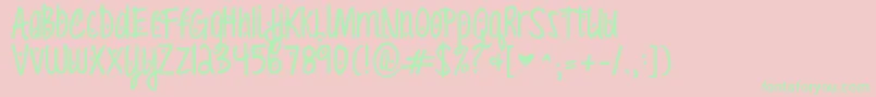 Kgloveyouthroughit2 Font – Green Fonts on Pink Background