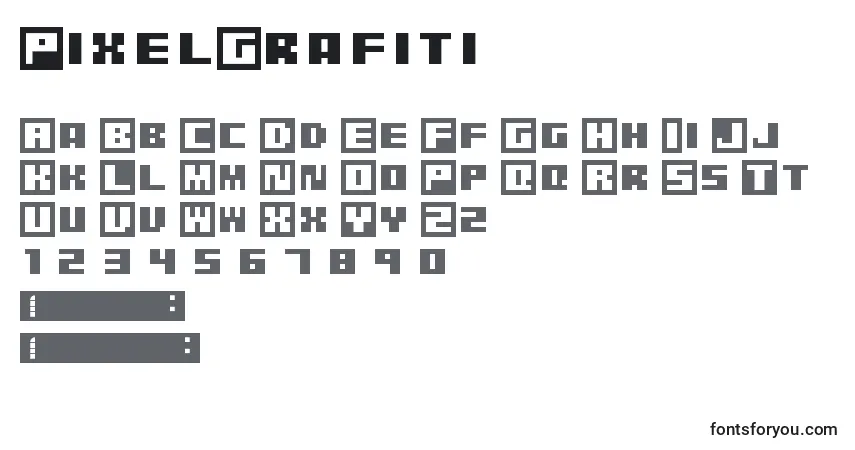 A fonte PixelGrafiti – alfabeto, números, caracteres especiais