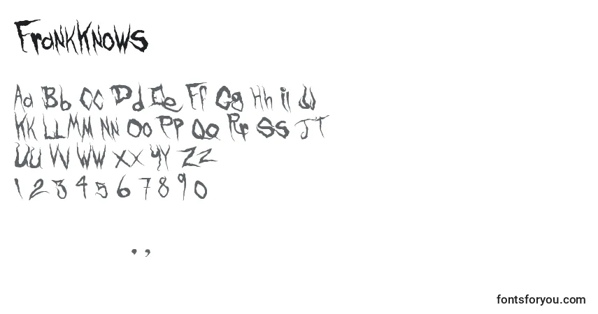 Schriftart FrankKnows – Alphabet, Zahlen, spezielle Symbole