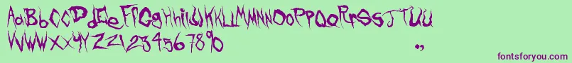 FrankKnows-Schriftart – Violette Schriften auf grünem Hintergrund