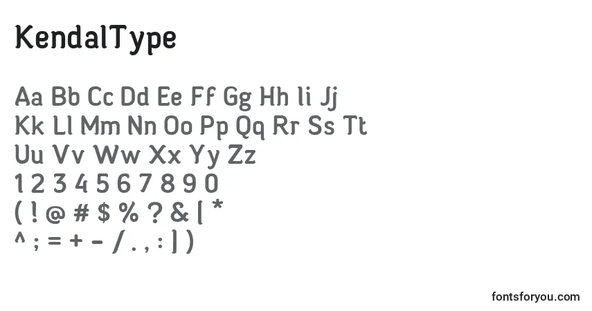KendalTypeフォント–アルファベット、数字、特殊文字