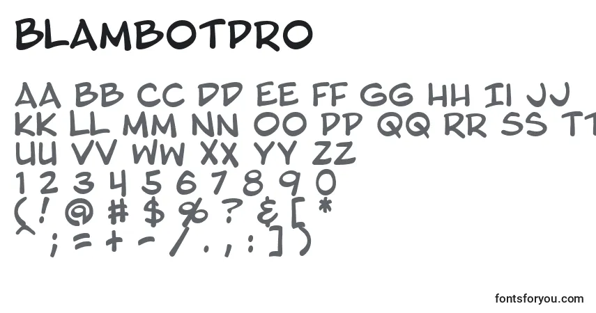 Czcionka BlambotPro – alfabet, cyfry, specjalne znaki