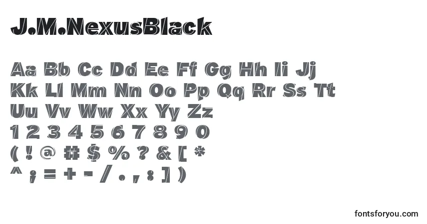 Schriftart J.M.NexusBlack – Alphabet, Zahlen, spezielle Symbole