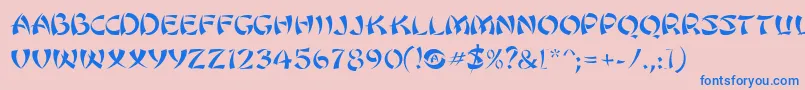 SanasoftUtamaru.Kz-Schriftart – Blaue Schriften auf rosa Hintergrund