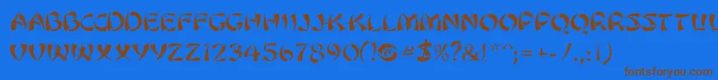 SanasoftUtamaru.Kz Font – Brown Fonts on Blue Background