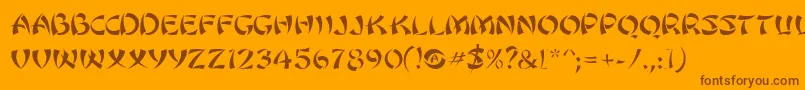 SanasoftUtamaru.Kz-Schriftart – Braune Schriften auf orangefarbenem Hintergrund
