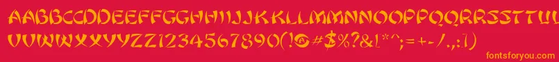 SanasoftUtamaru.Kz Font – Orange Fonts on Red Background