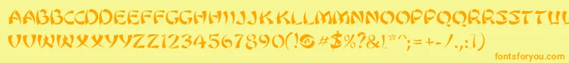 SanasoftUtamaru.Kz Font – Orange Fonts on Yellow Background