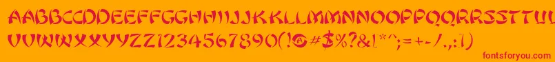 SanasoftUtamaru.Kz Font – Red Fonts on Orange Background