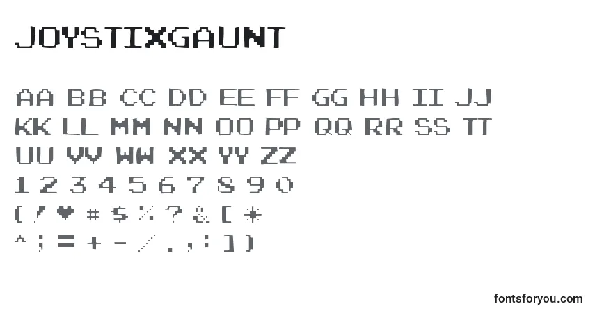 A fonte Joystixgaunt – alfabeto, números, caracteres especiais