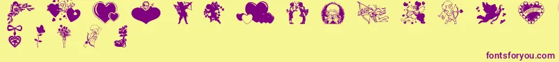 Czcionka Valentinec – fioletowe czcionki na żółtym tle