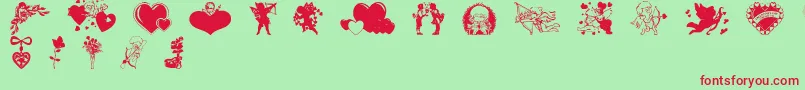 Fonte Valentinec – fontes vermelhas em um fundo verde
