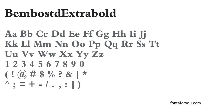 BembostdExtraboldフォント–アルファベット、数字、特殊文字