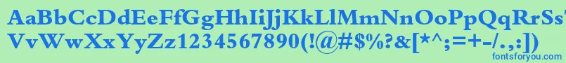 BembostdExtrabold Font – Blue Fonts on Green Background