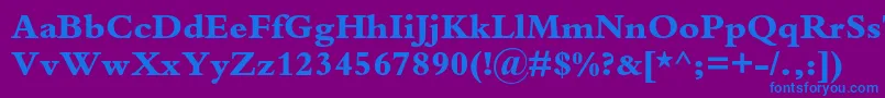 フォントBembostdExtrabold – 紫色の背景に青い文字